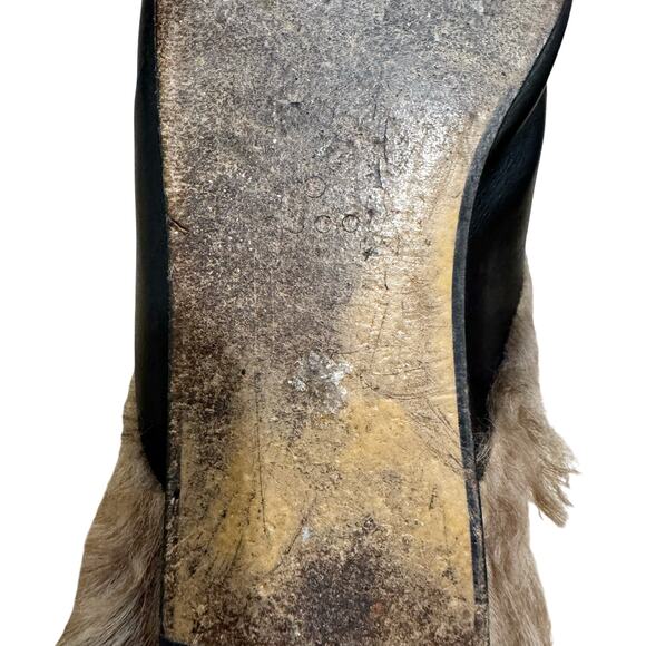 GUCCI Princetown Black Leather Fur Lined Loafer Mule with Bronze Horse Bit EU 37 - Picture 5 of 8